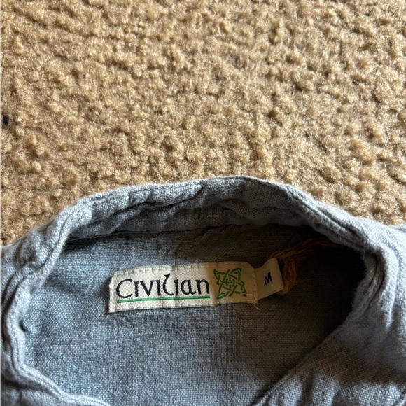 NWT Civilian Heritage Traditional Irish Grandfather Shirt Mens Button Up M Blue - Picture 4 of 7